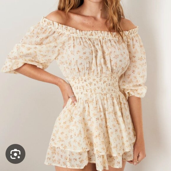 American Eagle Floral Off the Shoulder Romper - Size XS - Peasant Hippie Preppy - Picture 1 of 6
